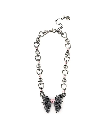 Betsey Johnson Faux Stone Spiky Bow Pendant Necklace