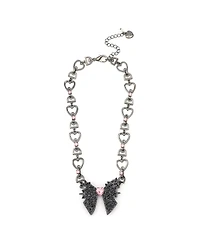 Betsey Johnson Faux Stone Spiky Bow Pendant Necklace