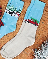 MeMoi Men's Holiday Pup Pick Up Crew Socks