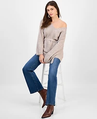 Guess Women's Kiyoka V-Neck Tie-Waist Long-Sleeve Sweater