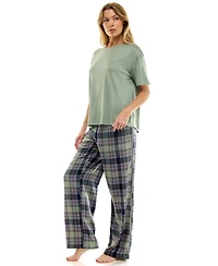 Roudelain Women's Open Leg Flannel Sleepwear Pants