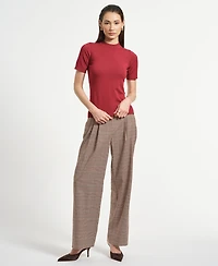 Isaac Mizrahi Women's Mock Neck Short Sleeve Sweater