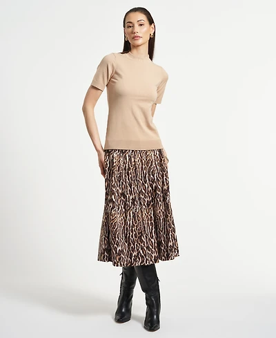 Isaac Mizrahi Women's Mock Neck Short Sleeve Sweater