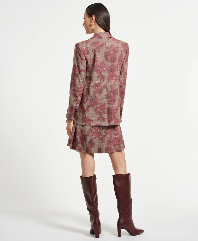 Isaac Mizrahi Women's Plaid Long Sleeves Blazer