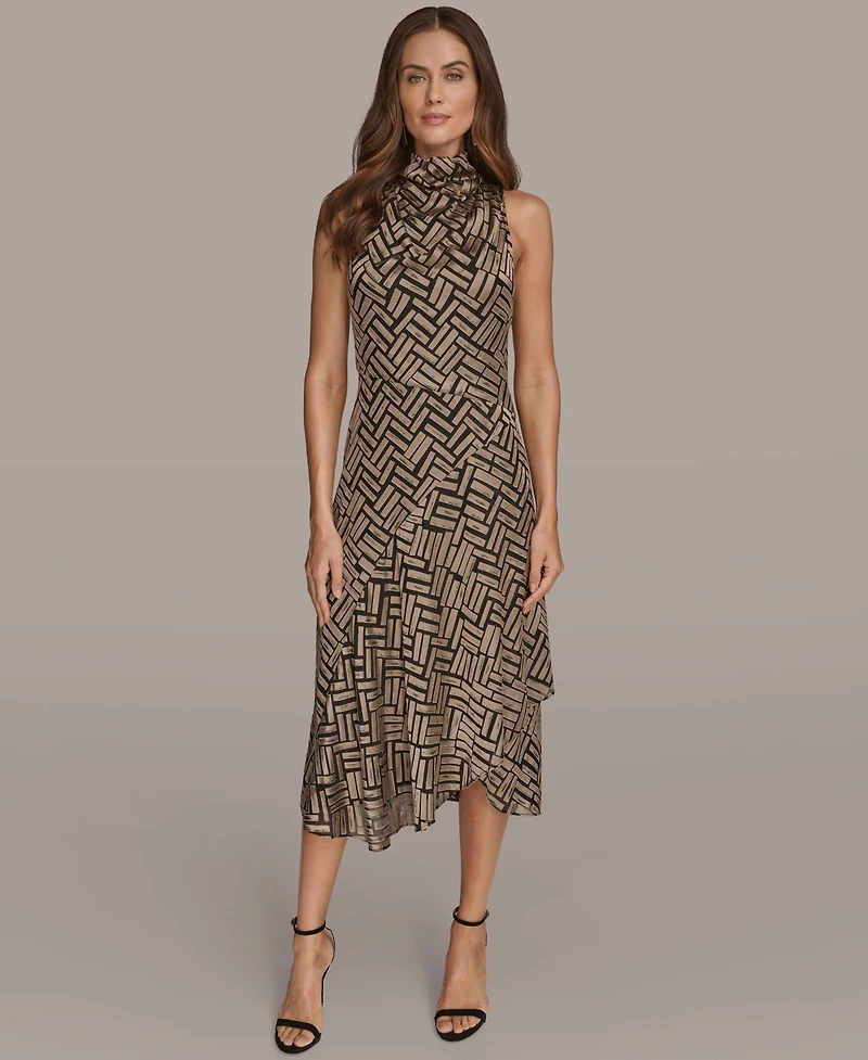 Donna Karan New York Women's Chevron Burnout Sleeveless Dress