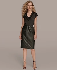 Donna Karan New York Women's Wrap Waist Faux Leather Pencil Skirt