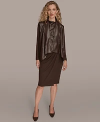 Donna Karan New York Women's Open Front Faux Leather Jacket