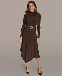 Donna Karan New York Women's Twist Front Belted Sweater Dress