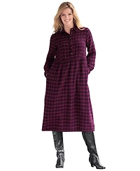 Woman Within Plus Plaid Flannel A-Line Shirtdress