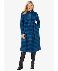 Woman Within Plus Plaid Flannel A-Line Shirtdress