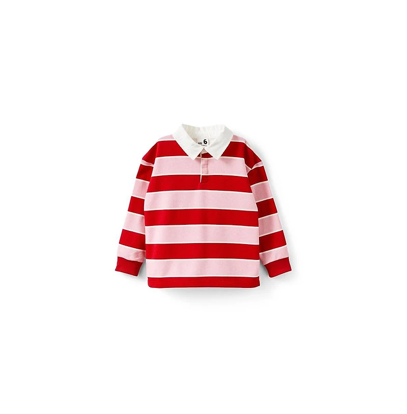 Cotton On Little Girls Little/Big Rugby Polo L/S Top