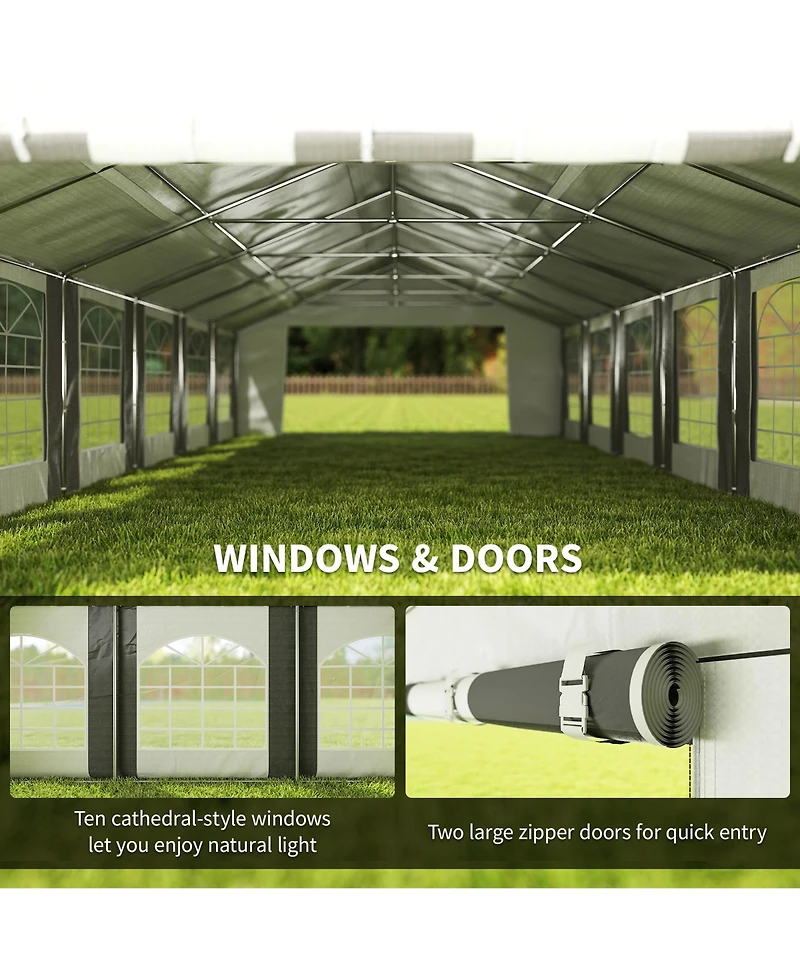 Outsunny 16' x 32' Heavy-duty Large Wedding Tent with Sidewalls