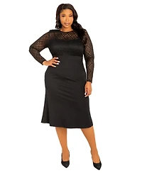 Buxom Couture Plus Collared Lace Midi Dress