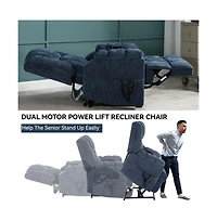 Maison Boucle Chenille Power Lift Recliner for Seniors with Heat & Massage, Dual Motor Electric Chair, Infinite Position-Maison