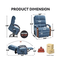 Maison Boucle Dual Motor Power Lift Recliner with Massage & Heat, Infinite Position Electric Chair Solid Wood Arms-Maison