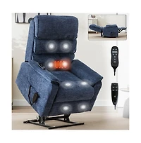 Dual Motor Power Lift Recliner with Heat & Massage, Chenille Electric Chair for Elderly, Infinite Position-Maison Boucle