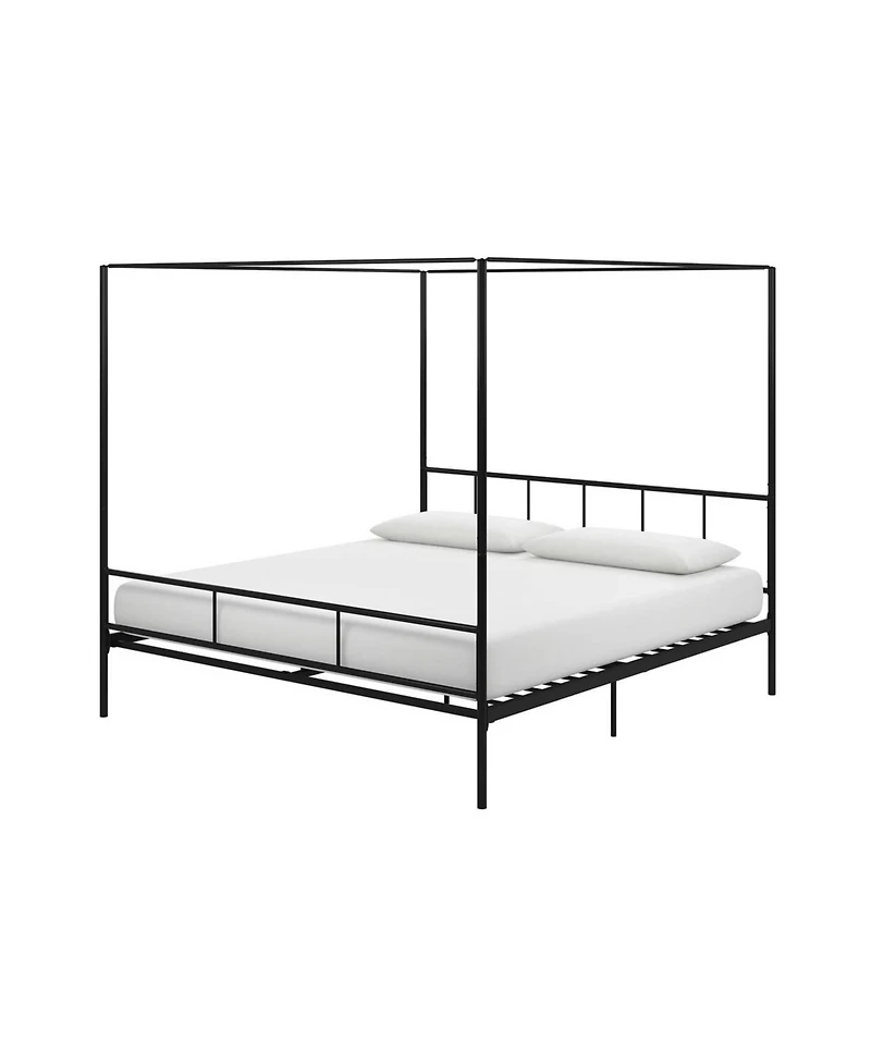 Slickblue Metal Canopy Bed Frame with Headboard and Footboard, Sturdy Stylish Design