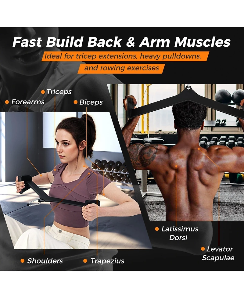 Akiudex 5-Piece Lat Pull-Down Attachment Set for Cable Machines, Ergonomic Home Gym Accessories