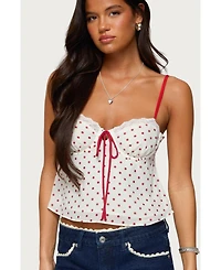 Edikted Women's Contrast Polka Dot Cupped Chiffon Top