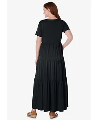 Woman Within Women's Short-Sleeve Tiered Dress