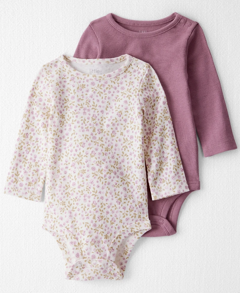 Little Planet by Carter's Baby Girls 2-Pack Organic Printed Bodysuits
