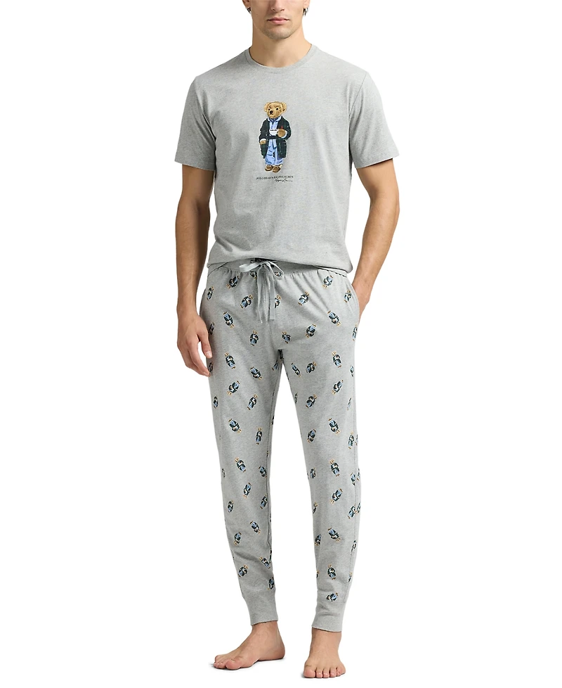 Polo Ralph Lauren Men's Knit Bear Short Sleeve T-Shirt and Jogger Pajama Set