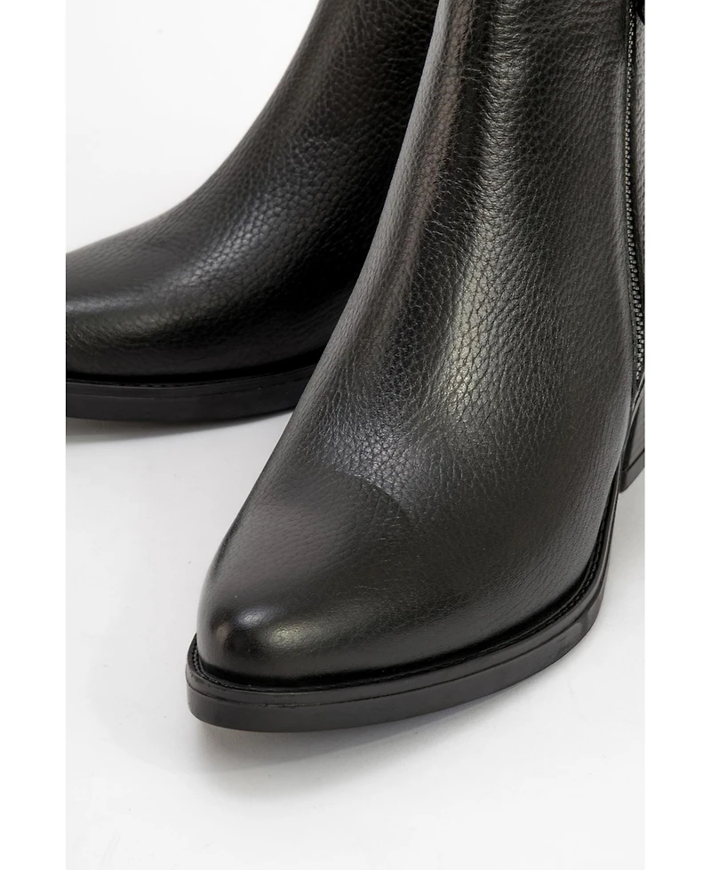 Forever & Always Shoes Jayer Leather Double-Zip Block Heel Boot (Women)