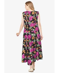 Woman Within Plus Pintucked Sleeveless Dress