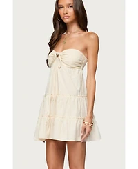 Edikted Womens Safie Strapless Tiered Mini Dress