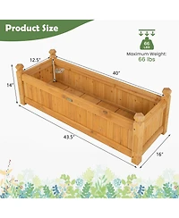 Gymax Patio Wooden Raised Garden Bed Rectangular Garden Planter w/ Drainage System