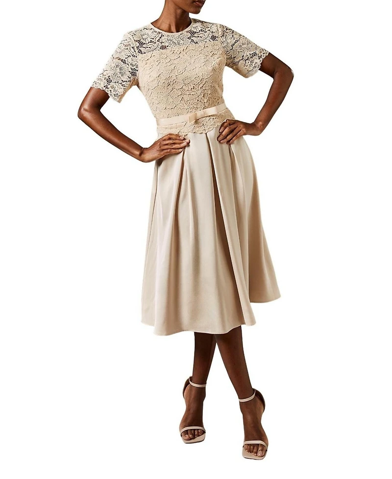 Coast Women's Lace And Crepe Full Skirted Midi Dress