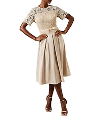 Coast Women's Lace And Crepe Full Skirted Midi Dress