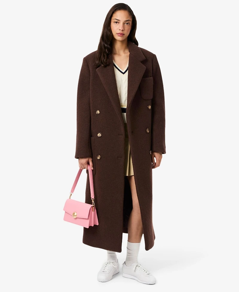 Lacoste Usa Women's Relaxed Fit Tailored Trench Coat