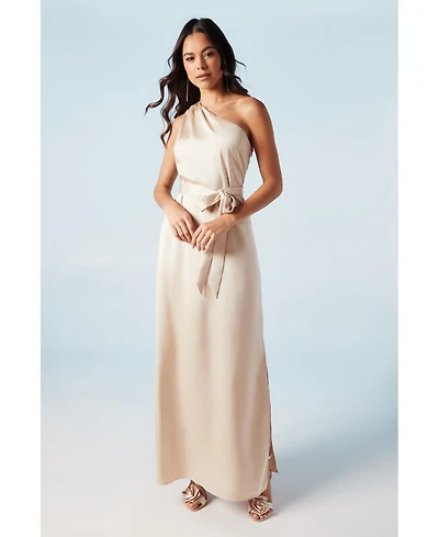 Oasis Women's One Shoulder Satin Maxi Bridesmaid Dress