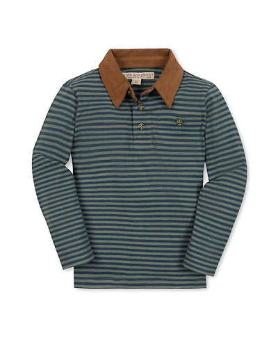 Hope & Henry Boys Organic Long Sleeve Jersey Polo with Cord Collar