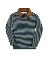 Hope & Henry Boys Organic Long Sleeve Jersey Polo with Cord Collar