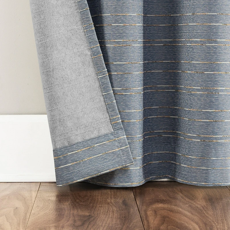 Sun Zero Drayton Slub Detail Magnetic Closure 100% Blackout Grommet Curtain Panel Pair