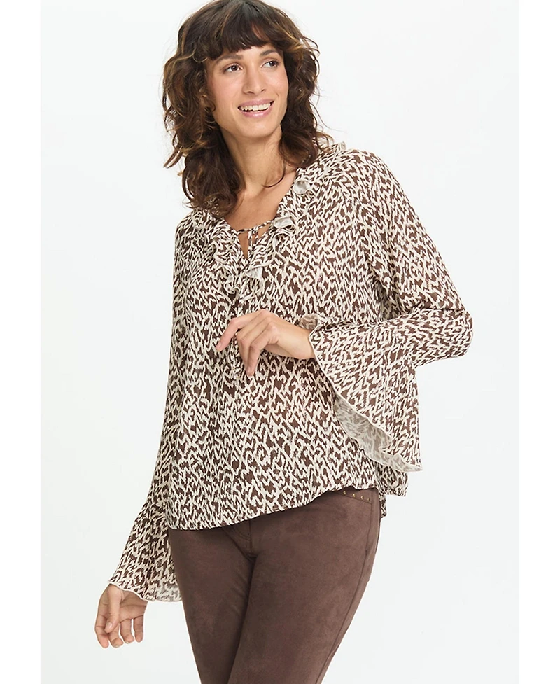 Olsen Modern Animal Bell Sleeve Blouse