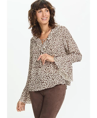 Olsen Modern Animal Bell Sleeve Blouse