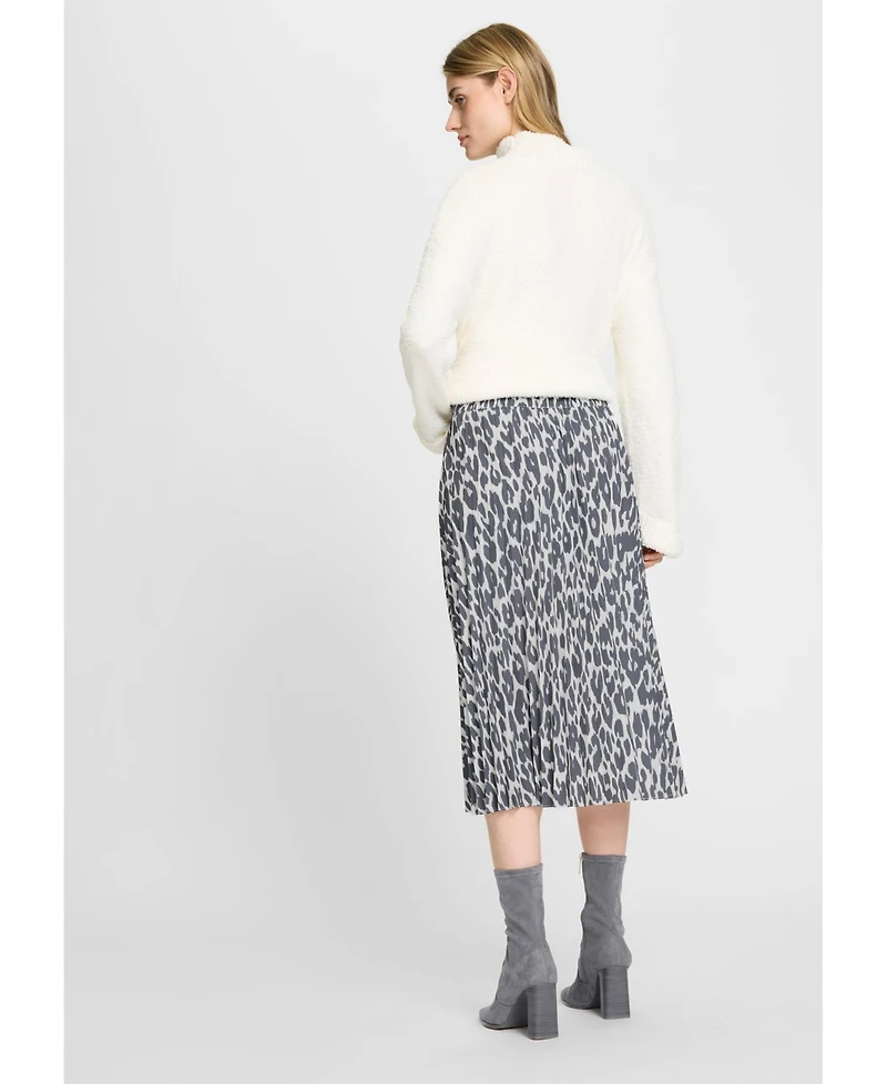 Olsen Women's Pull-On Leopard Pleated Skirt