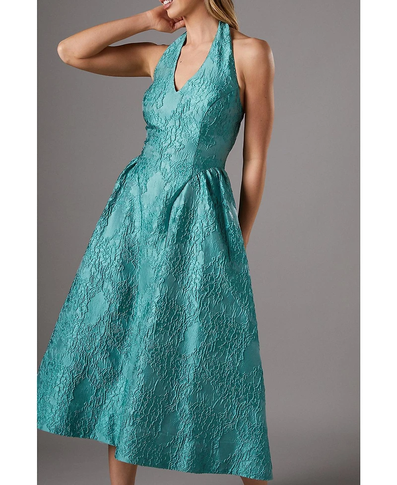 Coast Halter Jacquard Drop Waist Dress