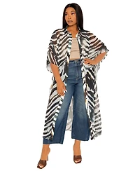 Buxom Couture Plus Print Shirtdress Cover Up