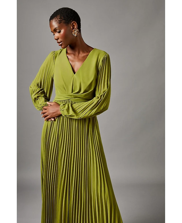 pleated wrap front dress Lemon Coast Pleated Wrap Front Dress