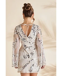 Coast Women's Flare Sleeve Sequin Mini Dress