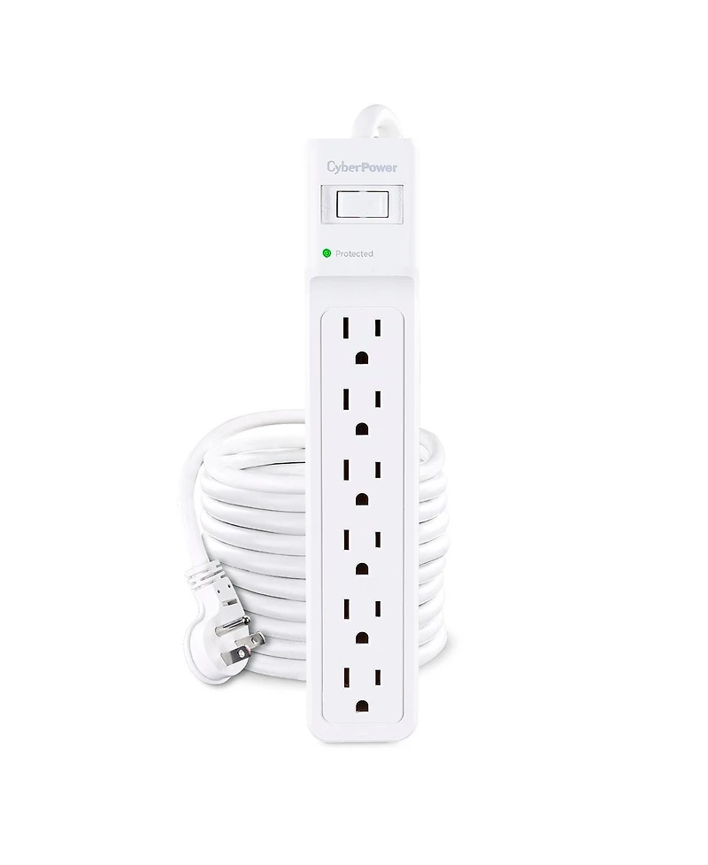 CyberPower B625 6-Outlet Surge Protector with 25' Cord, White