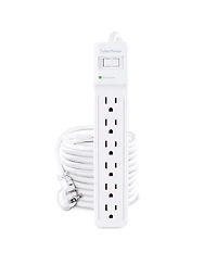 CyberPower B625 6-Outlet Surge Protector with 25' Cord, White