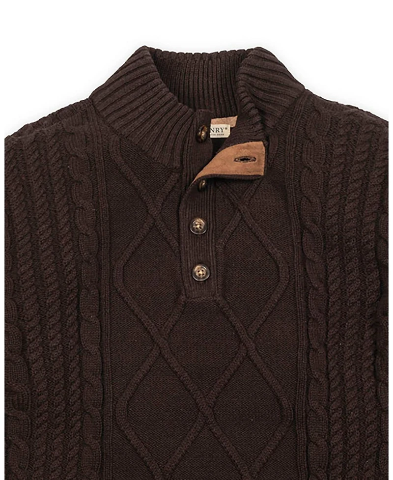Hope & Henry Men's Organic Mock Neck Cable Sweater