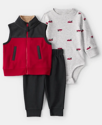 Carter's Baby Boys Printed Bodysuit, Vest and Pants, 3-Piece Set