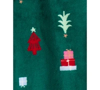 Carter's Baby Boys or Girls Christmas Tree Print Velour, 1-Piece Pajamas