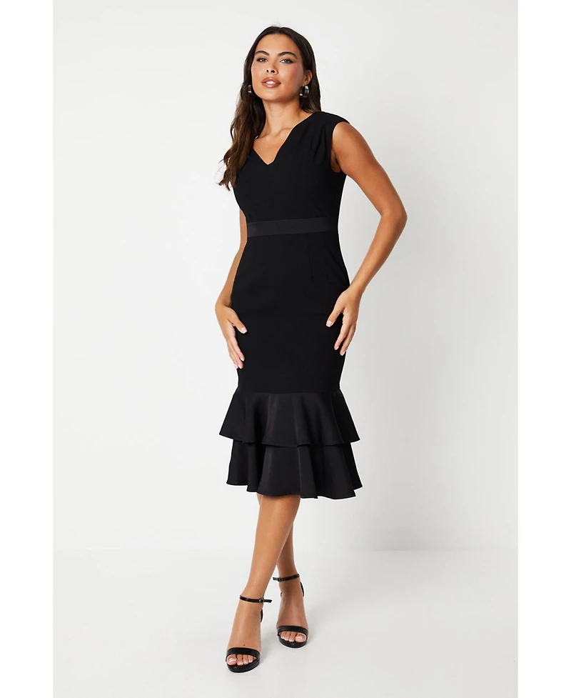 Coast Women's Satin Back Crepe Dress With Peplum